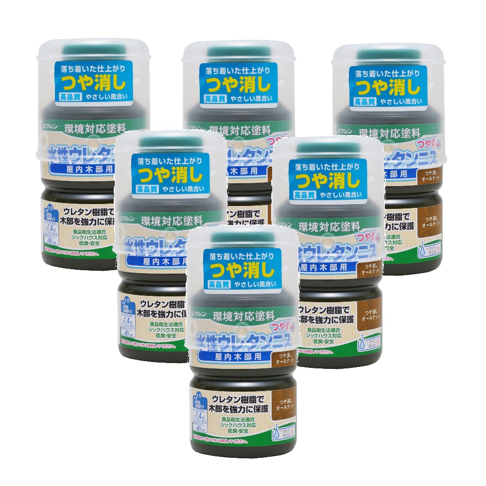 和信ペイント 水性ウレタンニス つや消しオールナット 130ml ６缶セット