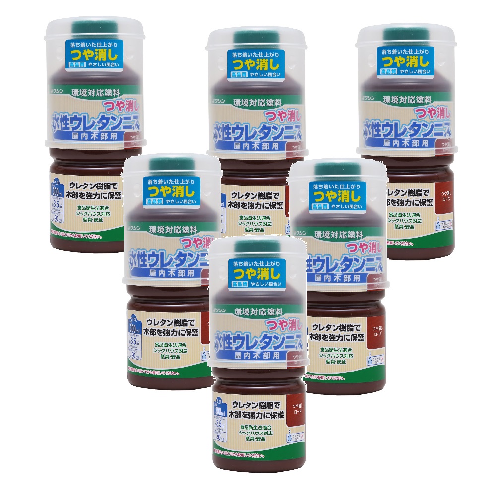 和信ペイント 水性ウレタンニス つや消しローズ 300ml 6缶セット|buckteeth shop 店