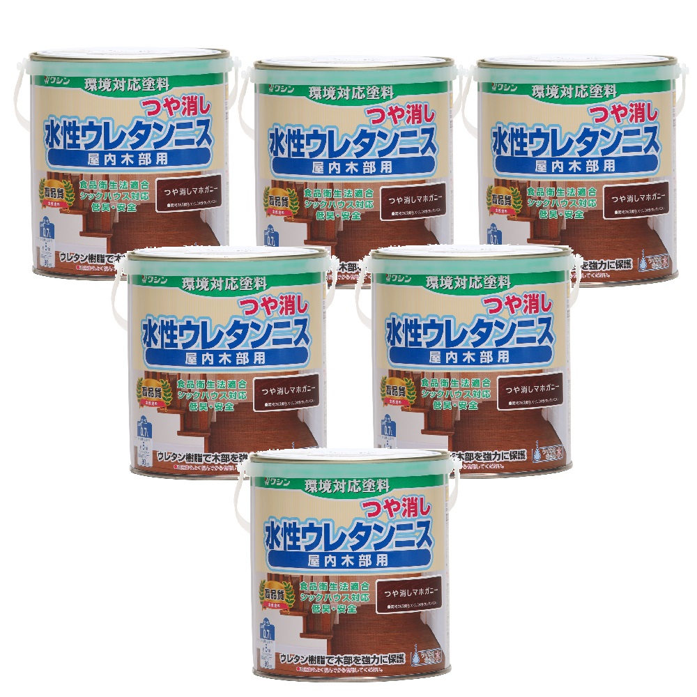 和信ペイント 水性ウレタンニス つや消しマホガニー 0.7L ６缶セット｜buckteeth shop 店