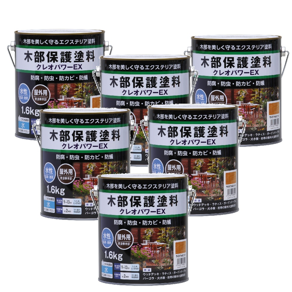 和信ペイント クレオパワーＥＸ ライトウォルナット 1.6kg ６缶セット｜buckteeth shop 店