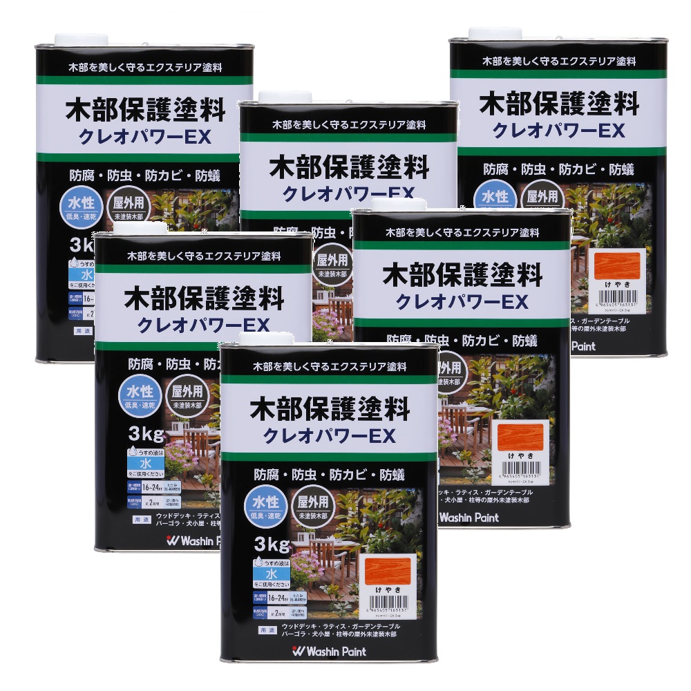 和信ペイント クレオパワーEX けやき 3.0kg 6缶セット|buckteeth shop 店