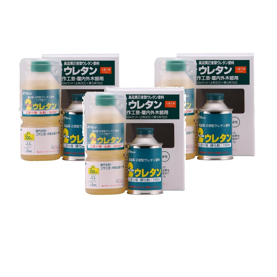 和信ペイント ２ウレタン 上塗り液（つや有） ４５０ｍｌセット － ３缶セット