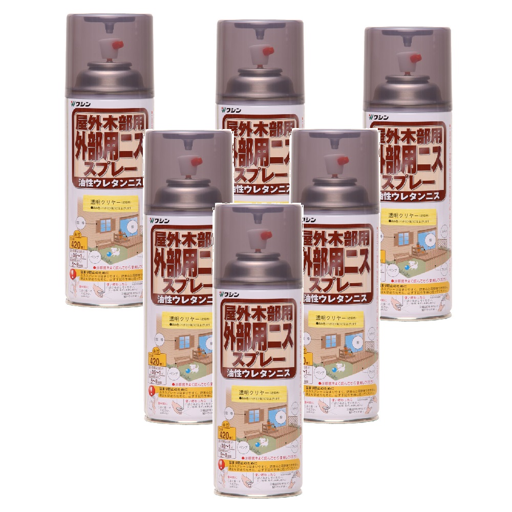 和信ペイント 外部用ニススプレー 透明クリヤー 420ml 6缶セット|buckteeth shop 店