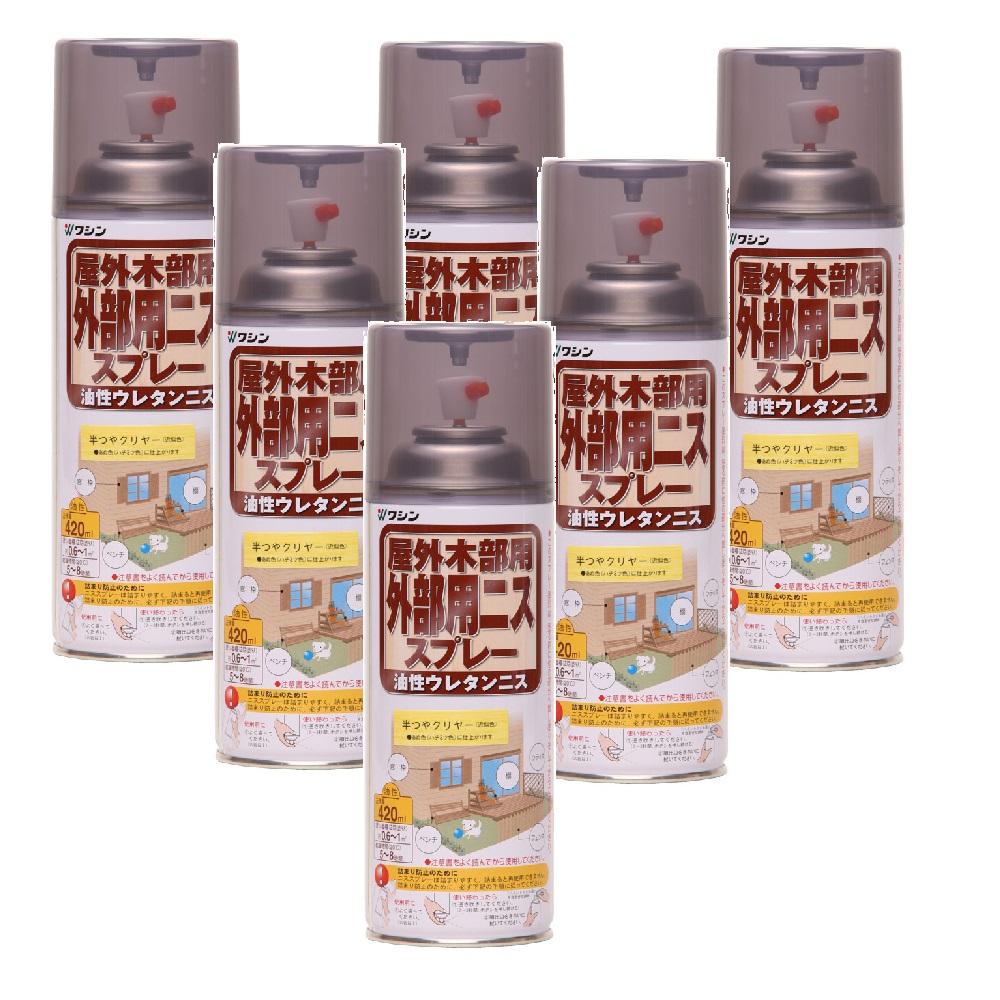 和信ペイント 外部用ニススプレー 半つやクリヤー 420ml 6缶セット|buckteeth shop 店