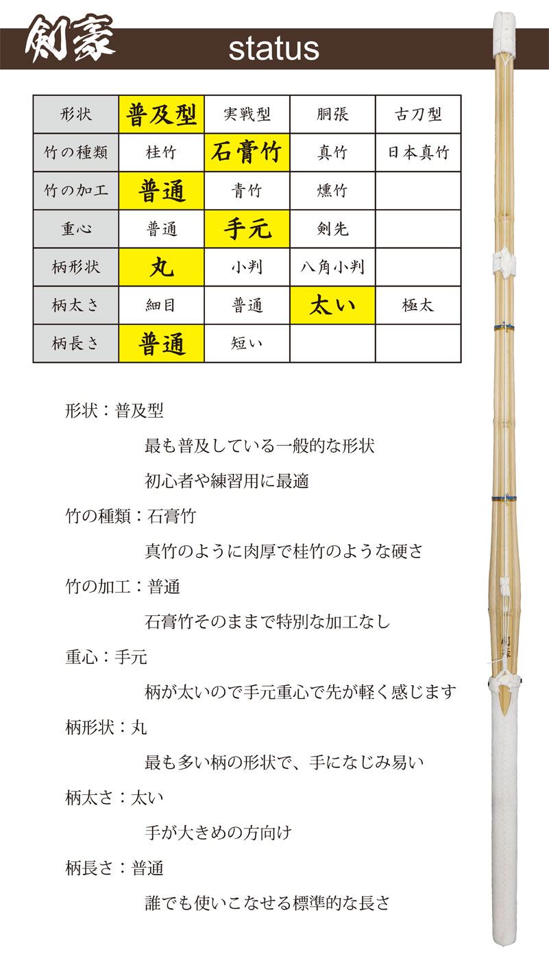 市場 7月15日10:00〜18日9:59 竹刀 W仕組み 39男 剣道 柄太 上製 SSPシール付 大学生 剣豪 焼 全品P5倍