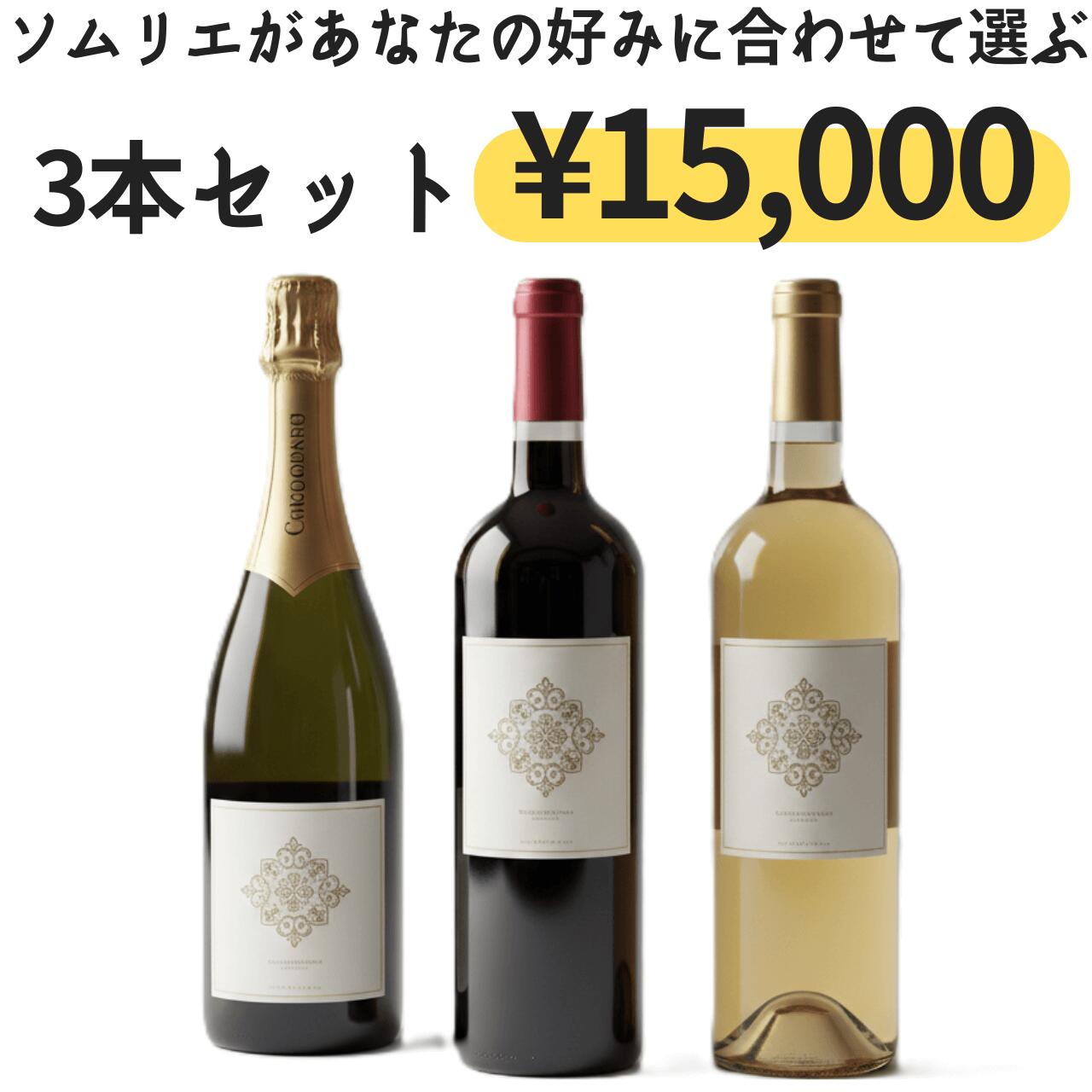 【送料無料･ギフトに最適】ソムリエとつくる、あなただけの「セミオーダー」ワイン3本セット【15,000円】ソムリエ厳選 おまかせ 赤 白 泡 選べる｜ワインショップ　葡萄館