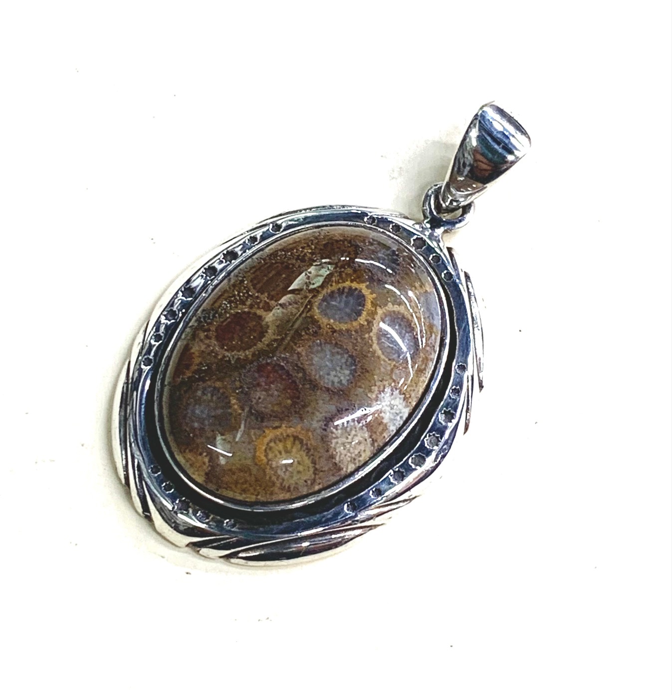 【バディシルバーアクセサリー】シルバー925/フォッシルコーラル/ハンドメイド/ペンダントトップ /天然石/実店舗のあるお店【シルバーショップバディ】ST-167　　フォッシルコーラルペンダントトップ