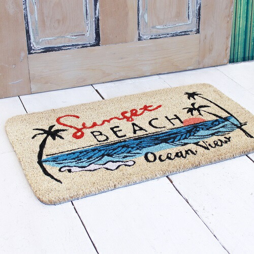 【楽天市場】【送料無料】コイヤーマット 玄関マット Sunset BEACH サンセット ビーチ 夕日 ココナツ コイヤーマット 長方形