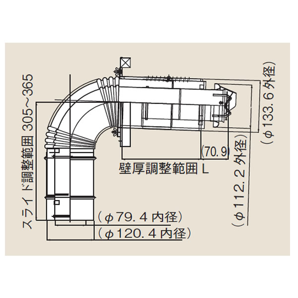 リンナイ φ120×φ80給排気ガス部材 FF 2重管用 FFT-7UL-400 給排気ガスとっ始め (直排専用) (24-0740) FFT7UL400 給湯器【純然たる品】