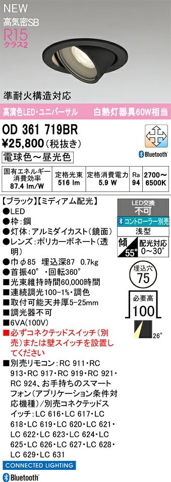 落ち込むともし火 オーデリック OD361719BR