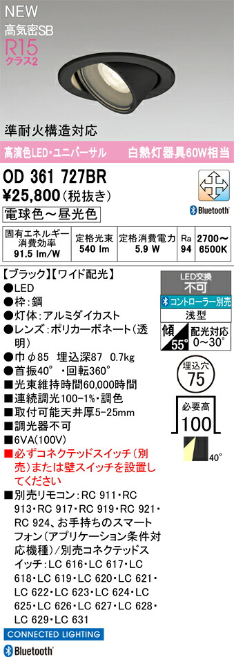 落ち込むともし火 オーデリック OD361727BR