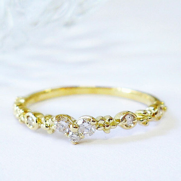 K18 ダイヤモンド リング フラワー 花モチーフ ハート ダイヤ 0.11ct 指輪 細身 かわいい おしゃれ 普段使い 18金 ゴールド YG PG WG レディース ジュエリー ギフト 贈り物 記念日 送料無料