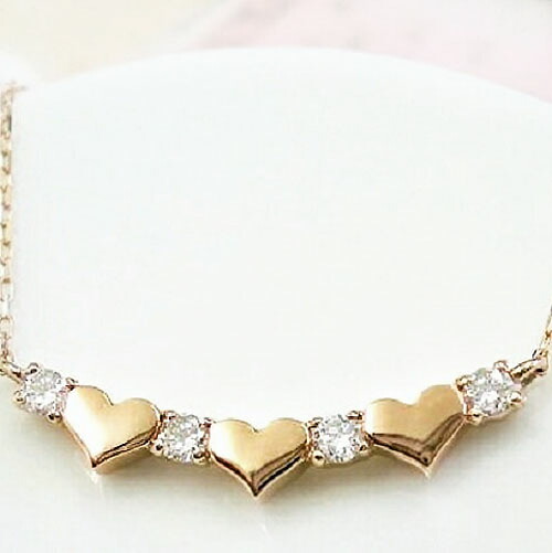 k18 ネックレス ラインネックレス ハートネックレス ダイヤモンド 0.10ct ハート K18 ライン 18金 ゴールド YG PG WG レディース ジュエリー 送料無料
