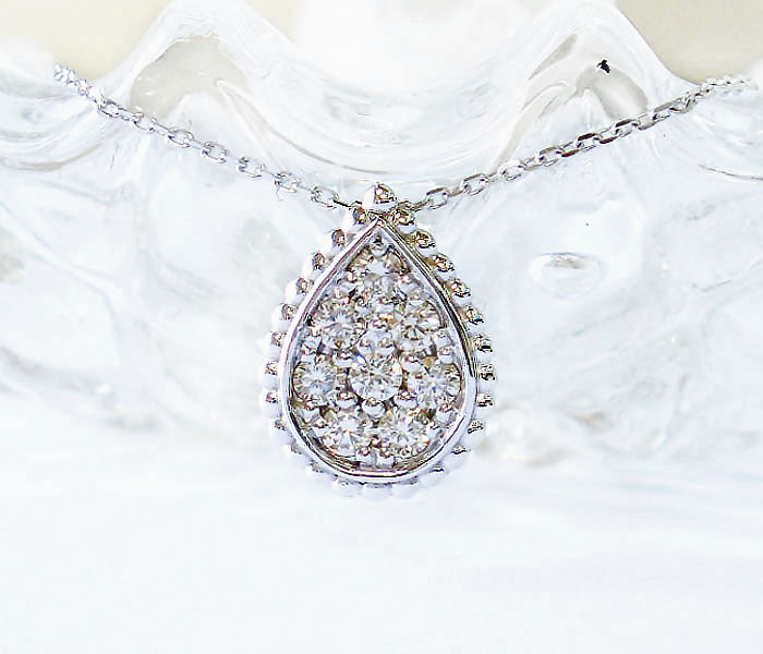 k18WG ネックレス ダイヤモンド 0.20ct ペンダント ツユ 雫 ティアドロップ 18金 ホワイトゴールド ダイヤネックレス プレゼント 記念日 自分へのご褒美 送料無料