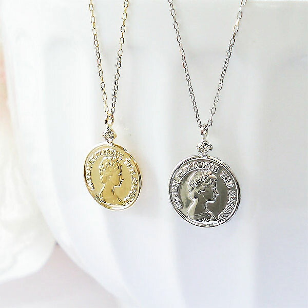楽天市場】K18YG コイン型 ペンダント トップ リバティエリザベス二世