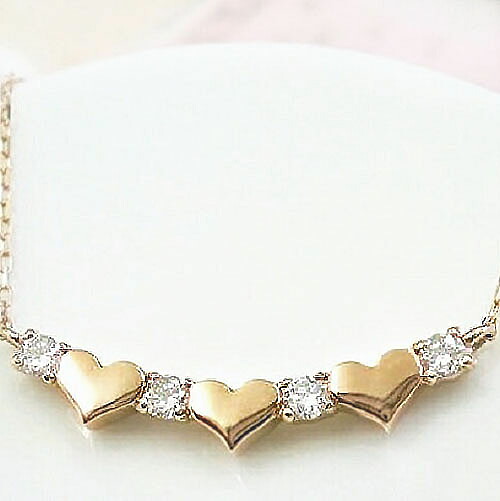 K18YG/PG/WG ダイヤモンド ライン ネックレス ハートネックレス ダイヤ 0.1ct ハート 誕生石 18金 ゴールド かわいい おしゃれ 人気 プレゼント 記念日 ご褒美 レディース ジュエリー 送料無料｜バルジ- Bulge