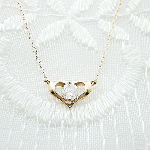 K18YG/PG/WG 一粒 ダイヤモンド ネックレス ハート ペンダント ダイヤ 0.12ct 誕生石 かわいい おしゃれ 華奢 シンプル オフィス使い カジュアル 18金 ゴールド プレゼント 記念日 お祝い ご褒美 レディース ジュエリー 送料無料
