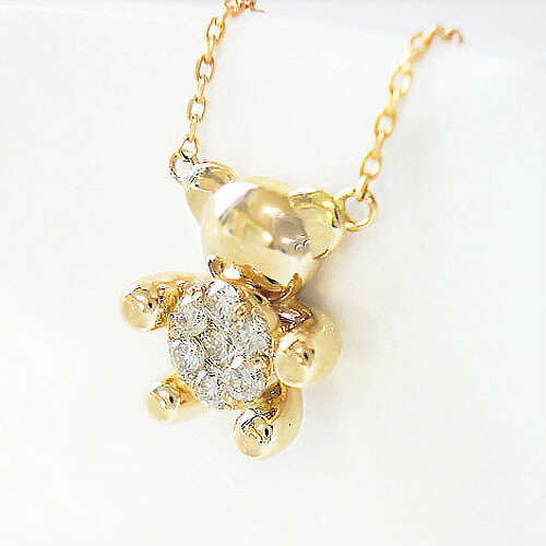 K18YG/PG/WG ダイヤモンド ネックレス 0.15ct クマ ベア 小ぶり かわいい おしゃれ 人気 プレゼント 記念日 お祝い ご褒美 ペンダント 18金 ゴールド レディース ジュエリー 送料無料｜バルジ- Bulge