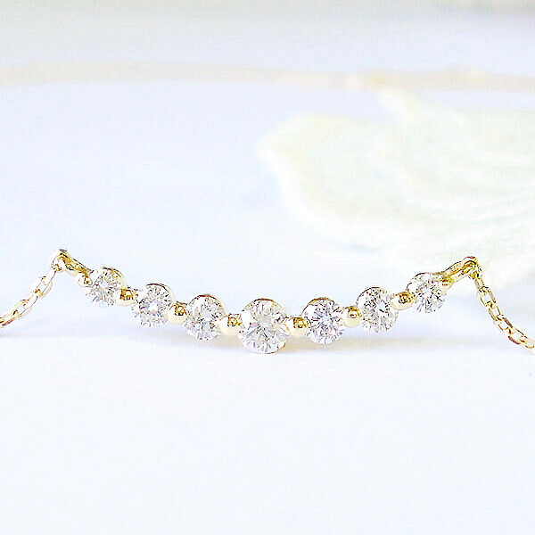 K18YG/PG/WG ダイヤモンド ネックレス ラインネックレス 0.2ct グラデーション 18金 ゴールド ダイヤ ペンダント かわいい おしゃれ 人気 オフィス使い スキンジュエリー レディース ジュエリー プレゼント 記念日 お祝い ご褒美 送料無料｜バルジ- Bulge