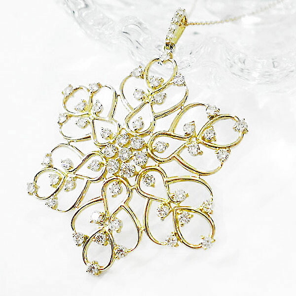 K18YG/PG/WG フラワー ダイヤモンド ネックレス 1.0ct 透かし模様 ペンダント 1カラット 花 大きめ 綺麗 おしゃれ 上品 人気 18金 ゴールド レディース ジュエリー 記念日 プレゼント ギフト 普段使い 結婚式 パーティー 送料無料｜バルジ- Bulge