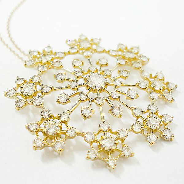 K18YG/PG/WG フラワー ダイヤモンド ネックレス 2ct 透かし フラワーモチーフ 2カラット 花 大きめ 大振り 18金 ゴールド おしゃれ 上品 綺麗 ペンダント ギフト プレゼント 記念日 お祝い ご褒美 レディース ジュエリー 送料無料｜バルジ- Bulge