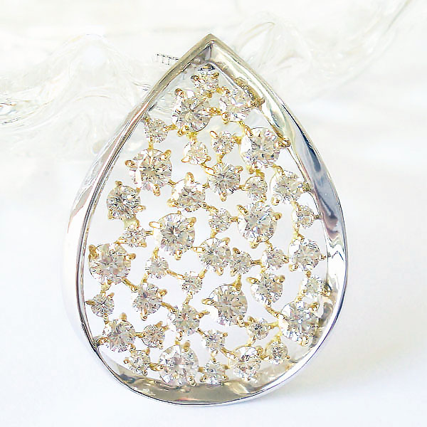 K18 K18WG ネックレス ダイヤモンド 1.50ct 雫 モチーフ ドロップ型 コンビネーションネックレス ツユ型 ペアシェイプ 透かし k18 ホワイトゴールド 18金 ペンダント レディース ジュエリー アクセ 送料無料