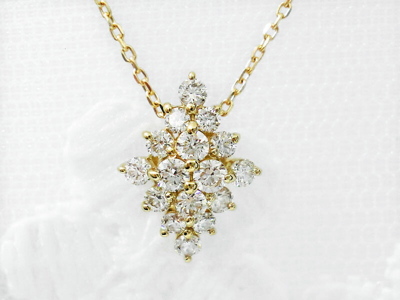 楽天市場】K18WG/YG/PG 0.1ct ひし形 ダイヤモンド ネックレス