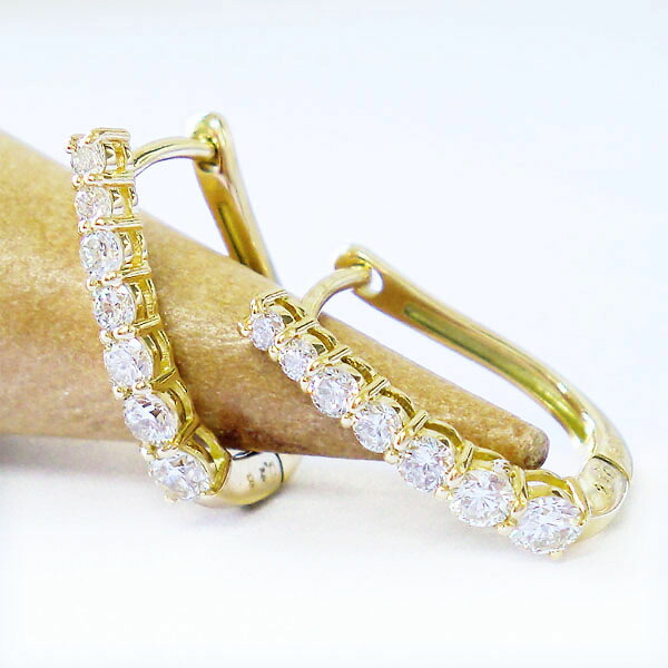 K18 ダイヤモンド 0.5ct フープ ピアス エタニティ 中折れピアス ダイヤ グラデーション 18金 イエローゴールド ピンクゴールド ホワイトゴールド レディース ジュエリー アクセ ギフト プレゼント 送料無料|バルジ- Bulge