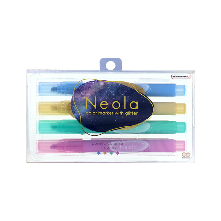 Sun-Star Neola Glitter 4-Colour Marker Set - Cosmic Colours