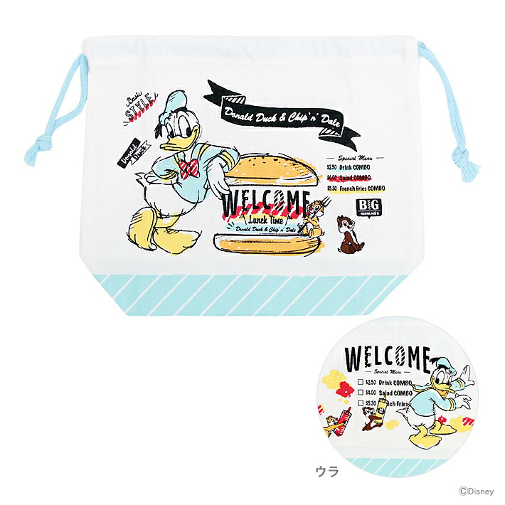 楽天市場 ディズニー ドナルドダッグ チップ デール スリムランチ巾着 043 M便 1 10 Disneyzone ランドセルと文房具 シブヤ文房具