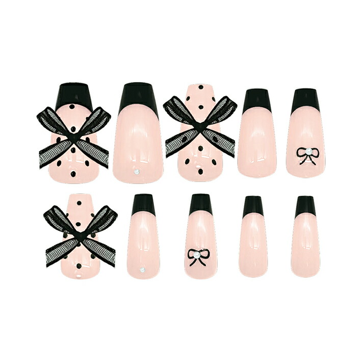 ネイルチップ・付け爪 tkyskskjni 楽天市場】ブラックフレンチ ネイルチップ つけ爪 貼るだけ 簡単