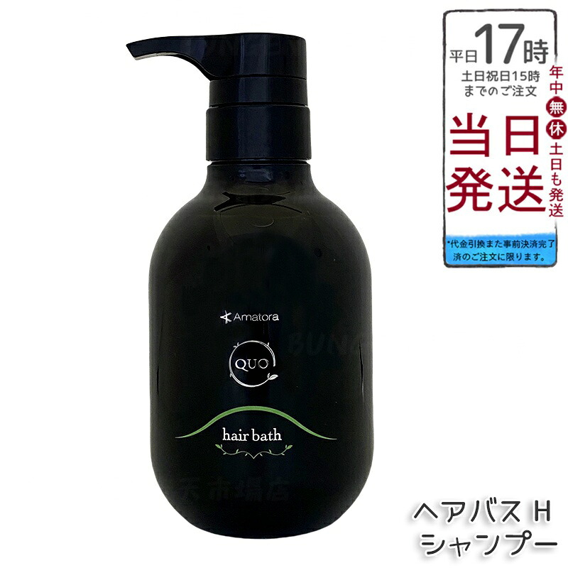 アマトラ クゥオ ヘアバス H シャンプー 375ml ノンシリコーン 頭皮ケア エイジングケア ダメージ補修 フルボ酸配合 ヘマチン配合 髪のハリとツヤ 豊かな泡でサロン品質 染髪後ケア 頭皮環境を整える 果樹園ベルガモットの香り 毎日のヘアケアに