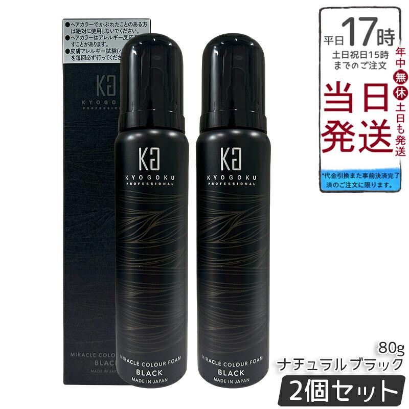 【2本セット】Kyogoku ミラクルカラーフォーム ナチュラルブラック 80g 泡タイプ 白髪染め ヘアカラー 炭酸泡 ムース 美容室専売品 永久染毛剤 脱色剤フリー 日本製 医薬部外品 簡単セルフカラー 色持ち良い 送料無料 正規品｜BUNGEN　店