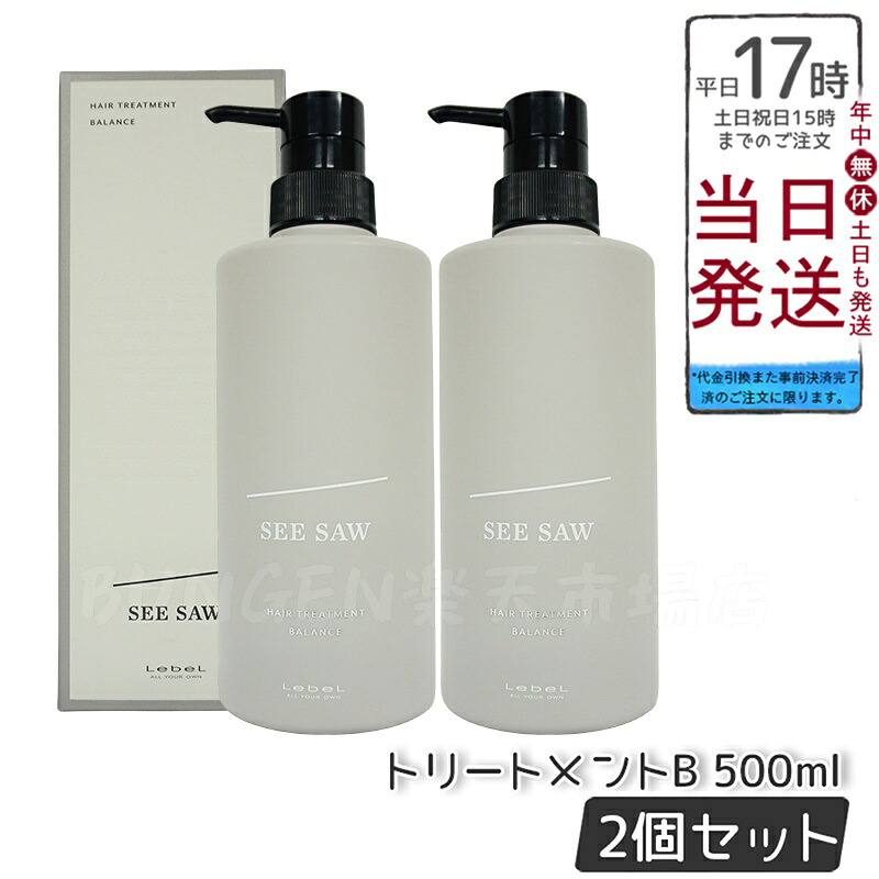 【2個セット】ルベル SEE/SAW ヘアトリートメントB バランス 500ml 美容室専売品｜BUNGEN　店