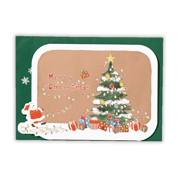 楽天市場 ホールマーク クリスマスカード グリーティングカード ツリーをかざるサンタ 立体カード Xar 765 996 Hallmark Xmas ぶんぐる