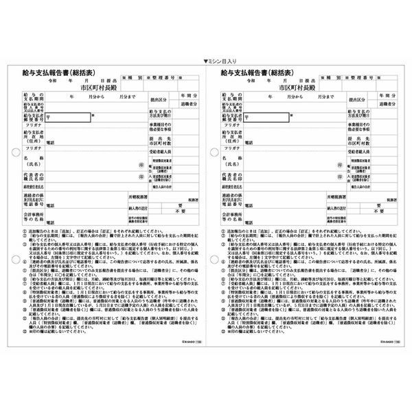ヒサゴ／給与支払報告書（総括表） A4 2面 (GB1155) 500枚 HISAGO