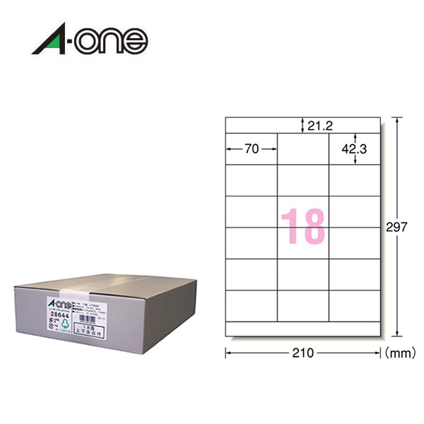 登場! エーワン ラベルシール レーザープリンタ 28644 箱入り 18面 上下余白付 500シート 9000片  抜群のトナー定着性と鮮明な印刷を実現 A-one fucoa.cl