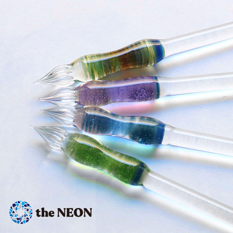 【各色残り僅か！】The NEON／シンプル3ガラスペン（14570）ブルーカラーの美しいガラスペン／ダイヤモンド