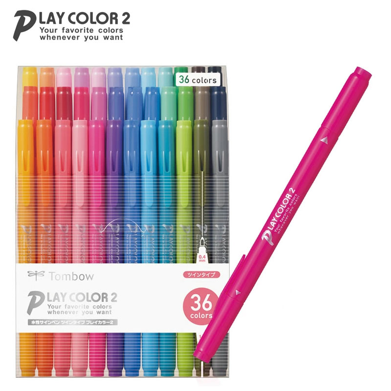 楽天市場】送料無料！トンボ鉛筆／水性サインペン プレイカラーK 36色