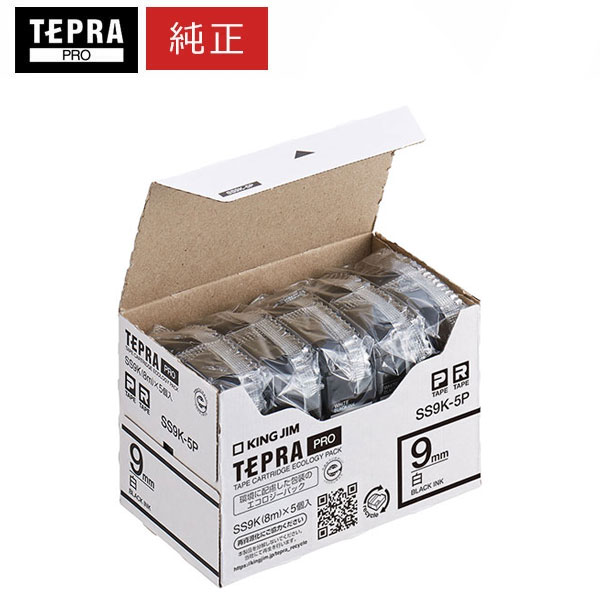 KING JIM テプラ PROテープカートリッジ 白ラベル「ロングタイプ」 12mm (黒文字) 5個入エコパック(SS12KL-5P) 楽天市場】キングジム ／ PROテープカートリッジ エコパック (5個入り