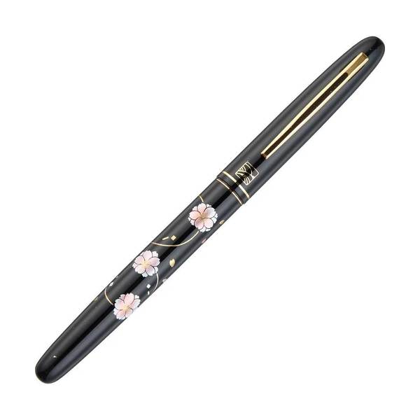 呉竹／くれ竹万年毛筆 蒔絵物語（牡丹桜・黒）DU184-315 蒔絵の華やかな世界を再現した特別な1本！