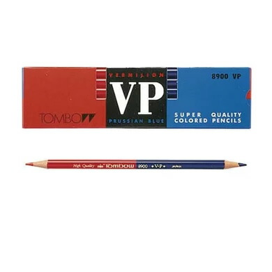 楽天市場 トンボ鉛筆 赤青鉛筆 朱色 藍色 5 5 00vp 丸軸 1ダース なめらかで書きやすい ぶんぐる