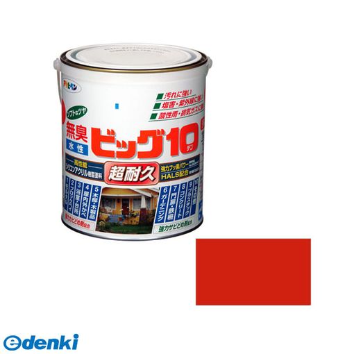 直送 代引不可・他メーカー同梱不可 アサヒペン 4970925432056 水性ビッグ10多用途 1．6L 201赤 水性塗料 ソフトなツヤ 万能塗料