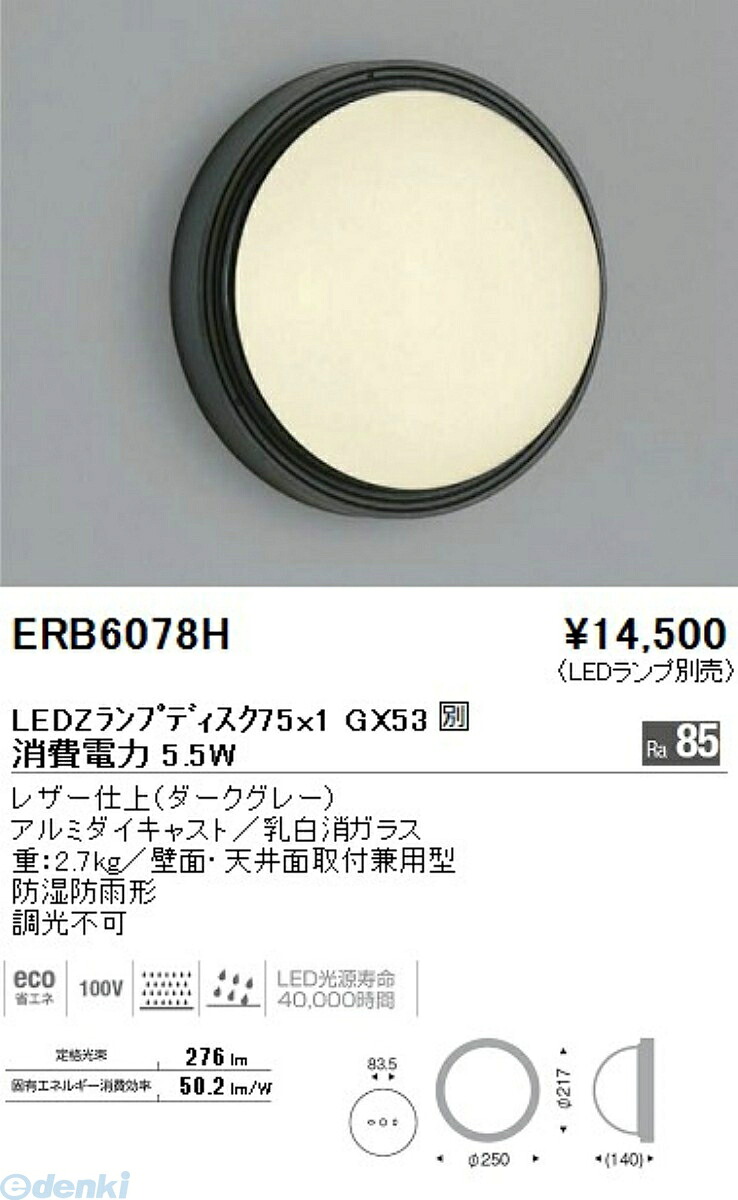 (LINEクーポン有)遠藤照明 ENDO ERB6078H アウトドアブラケット／防雨形／Ｄｉｓｋ１００