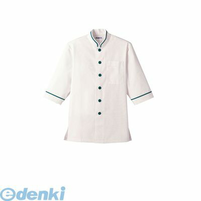 (LINEクーポン有)SKC3803 ショップコート Ｄ－１１２９ Ｏ白×緑 Ｌ 4905001571503 サンペックスイスト サーヴォ