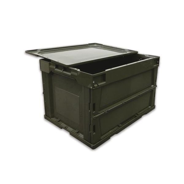【即納在庫品】「直送」【個人宅配送不可】 エスコ EA506AA-14ES 直送 代引不可・他メーカー同梱不可 ５１．９Ｌ 折畳式コンテナ【蓋付 ＯＤ色／５個】 EA506AA14ES【キャンセル不可】