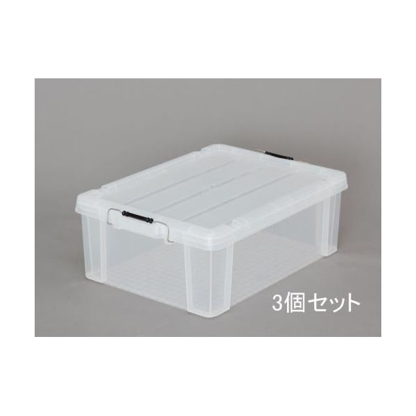 (LINEクーポン有)【即納在庫品】「直送」【個人宅配送不可】 エスコ EA506AB-44B 直送 代引不可・他メーカー同梱不可 １３０ｘ４４５ｘ２３０ｍｍ　収納ケース バックル付／クリア／３個 EA506AB44B【キャンセル不可】