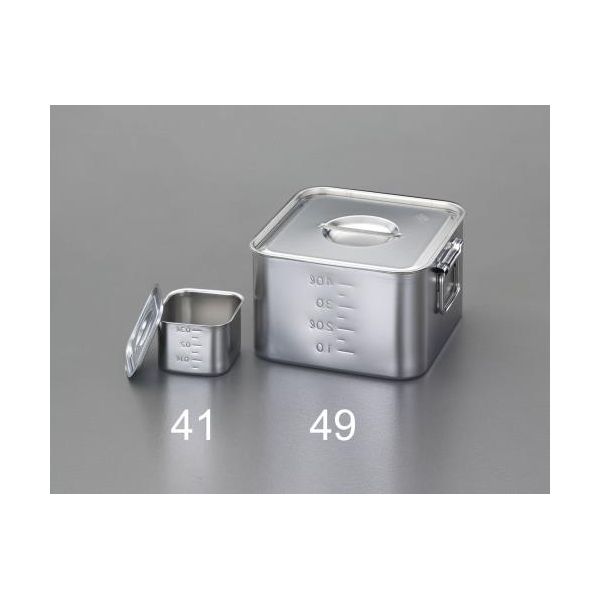 【即納在庫品】「直送」【個人宅配送不可】 エスコ EA508SC-49 直送 代引不可・他メーカー同梱不可 200ｘ200ｘ125mm ステンレス 浅型ＢＯＸ 目盛り付 EA508SC49【キャンセル不可】