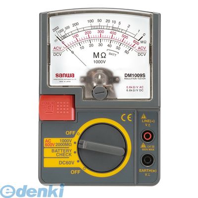 (LINEクーポン有)sanwa 三和電機計器 DM1009S アナログ単レンジ式絶縁抵抗計