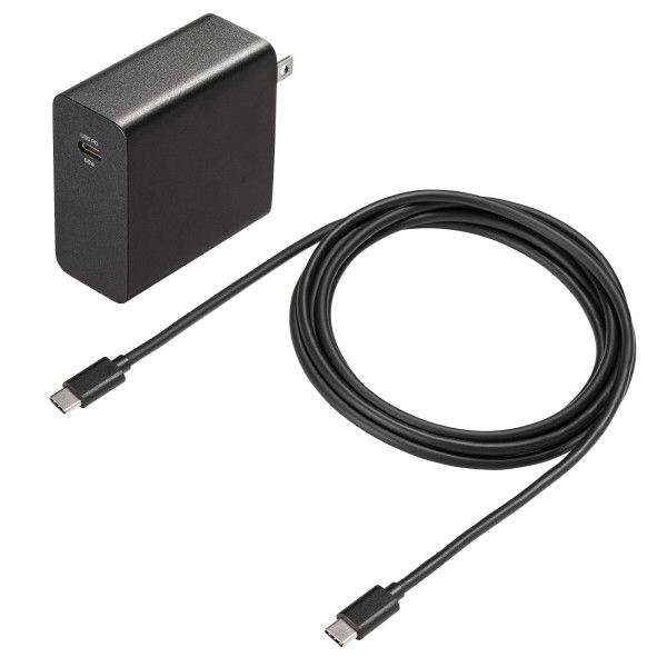 (LINEクーポン有)サンワサプライ ACA-PD91BK USB PD対応AC充電器 PD65W・TypeCケーブル付き ACAPD91BK